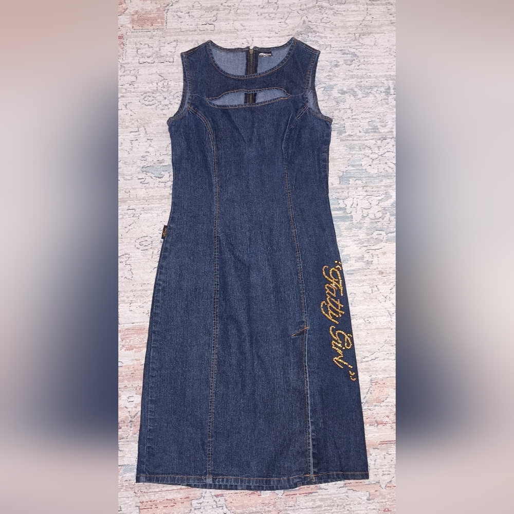 Vintage Fubu The Collection Denim Cut Out dress Size 7/8